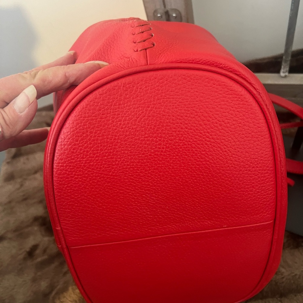 Boden Cherry Red Bucket Tassel Bag - Picture 9 of 11